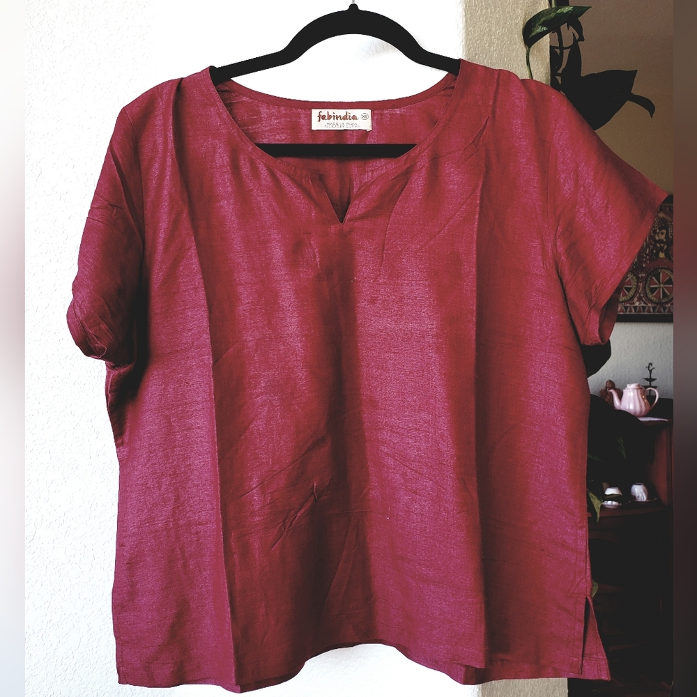 Fabindia Womens Blouse, XL, Red